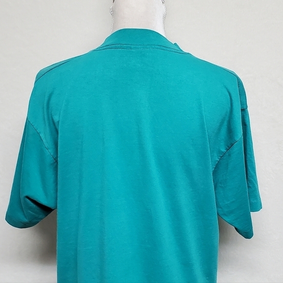 VINTAGE 1993 OOAK Mardi Gras Picnic Turquoise Sax Lobster Single Stitch Tee L - Picture 11 of 13